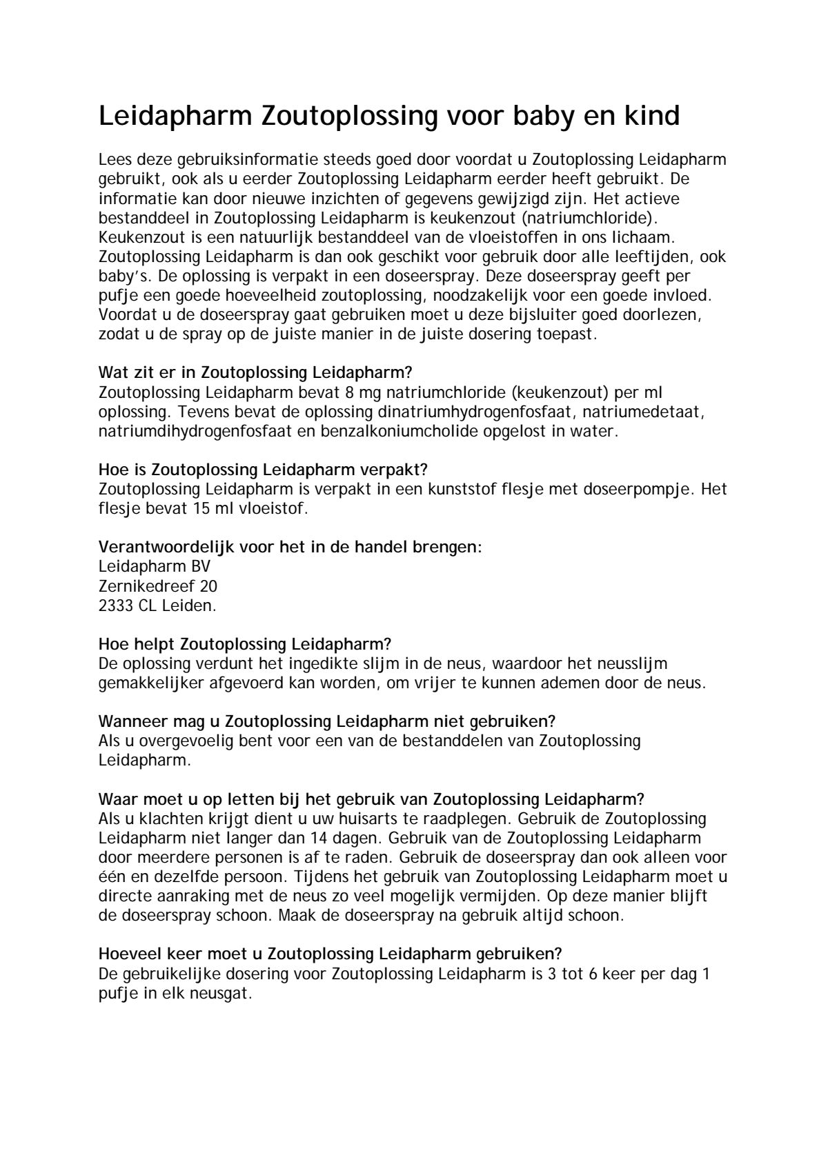 Zoutoplossing Voor Baby En Kind afbeelding van document #1, instructions