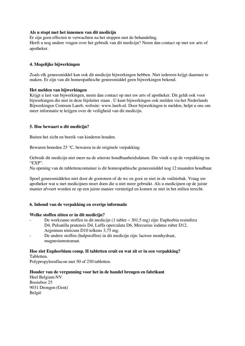 Euphorbium Compositum Tabletten afbeelding van document #3, leaflet