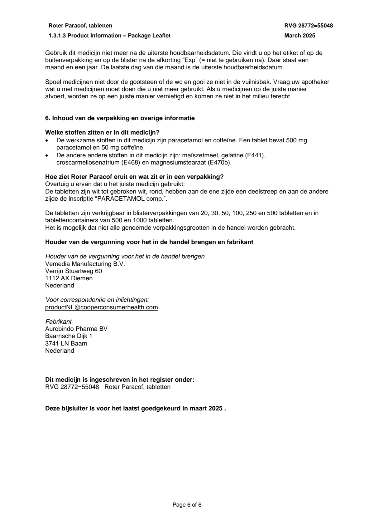 Paracof Tabletten 500mg / 50mg afbeelding van document #6, leaflet