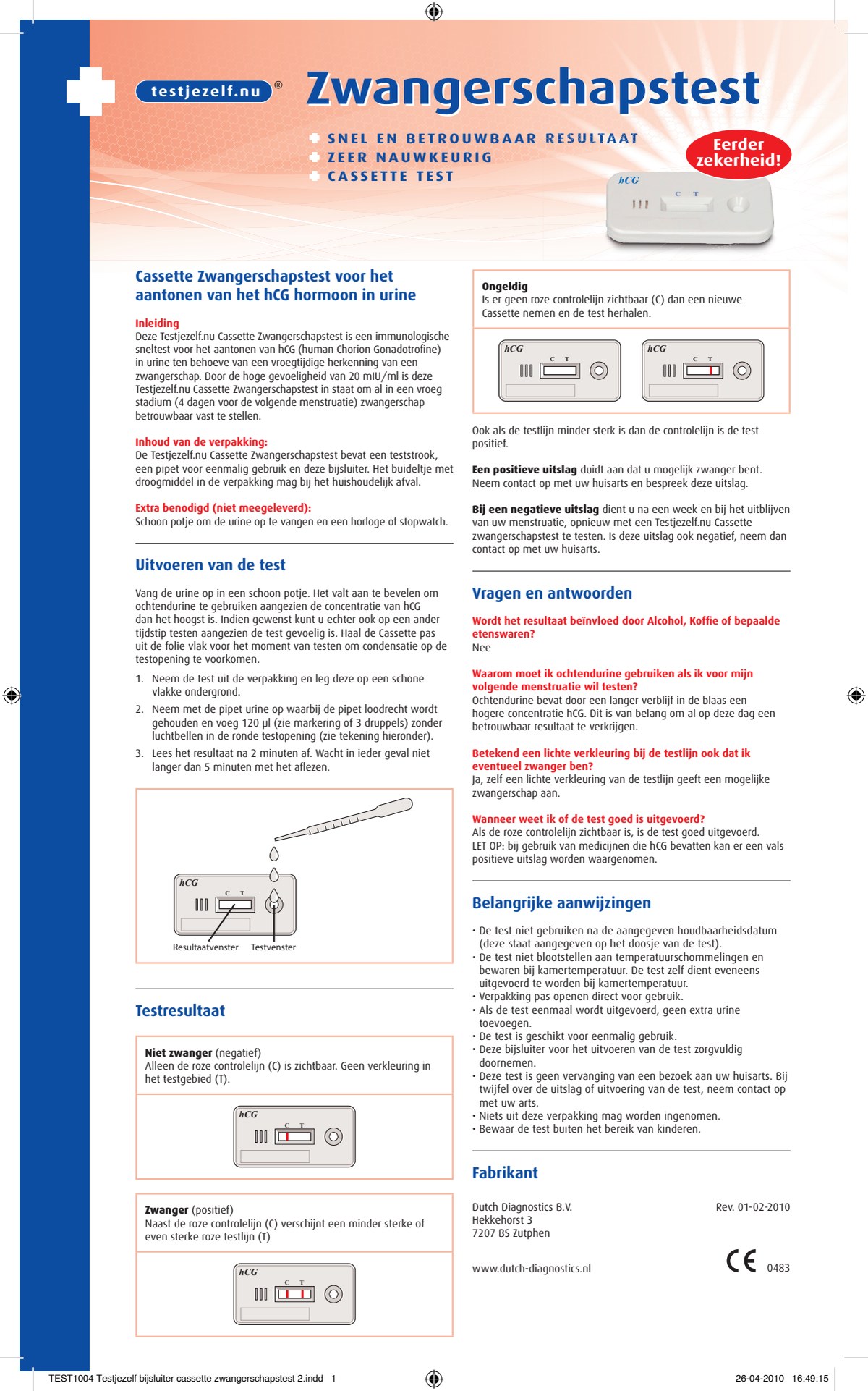 Zwangerschapstest afbeelding van document #1, instructions