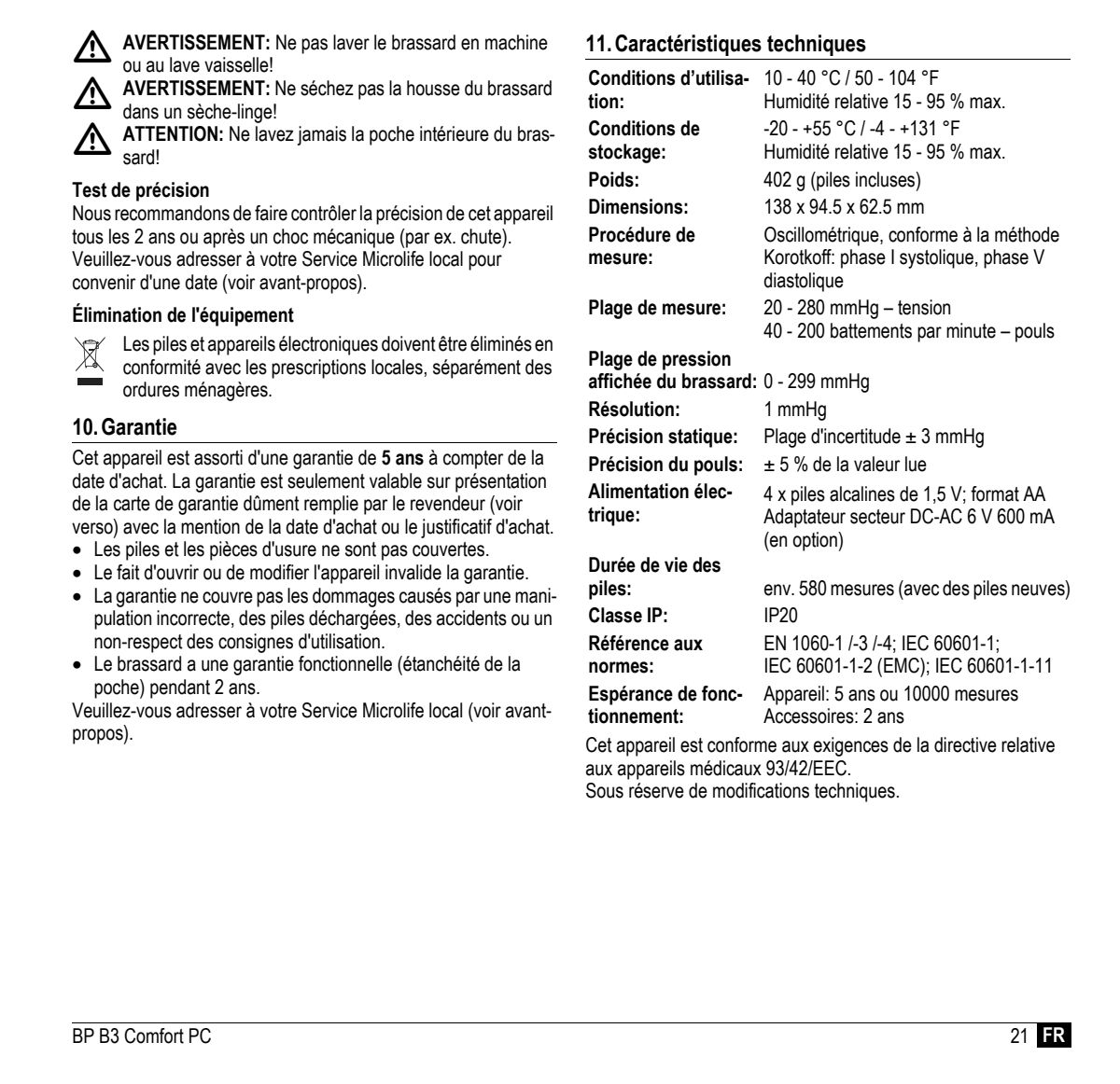 Microlife BP Bloeddrukmeter B3 Comfort PC afbeelding van document #23, instructions