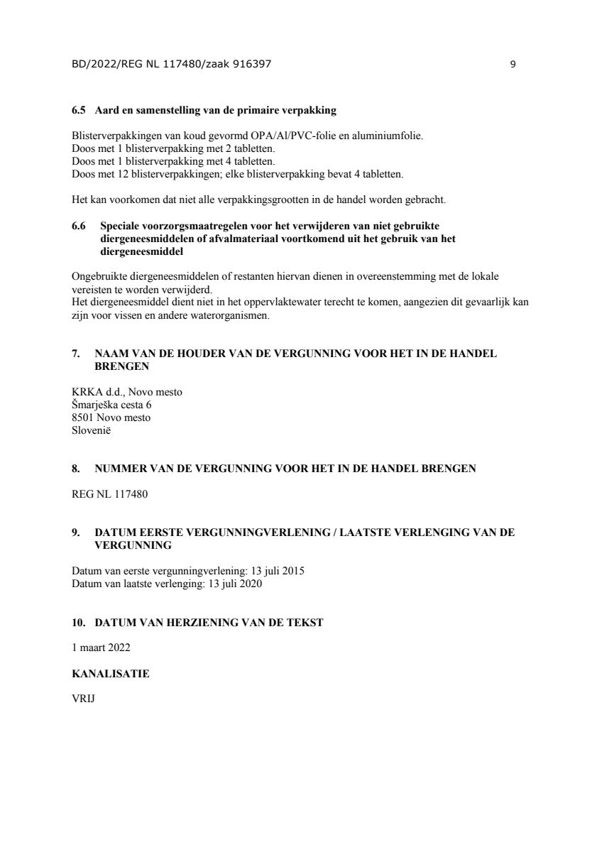 Milquestra Ontwormingsmiddel Honden vanaf 5KG afbeelding van document #9, leaflet