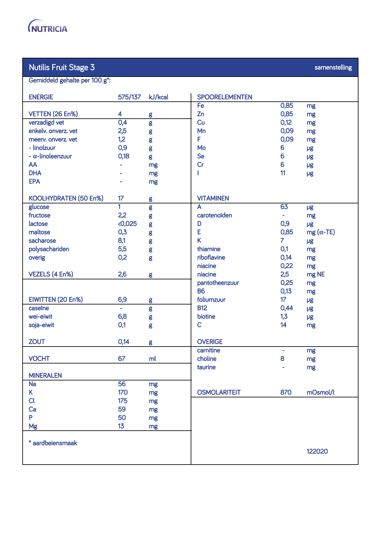Nutilis Fruit Stage 3 Aardbei afbeelding van document #1, info_folder
