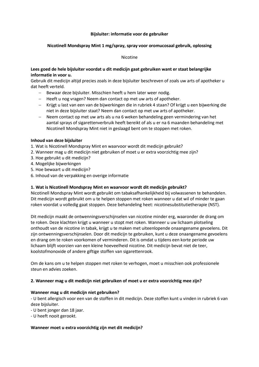 Mondspray Mint 1mg afbeelding van document #1, leaflet