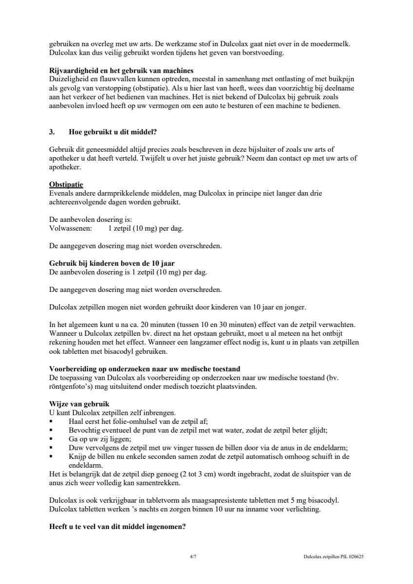 Bisacodyl 10mg Zetpillen afbeelding van document #4, leaflet