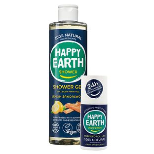 Happy Earth Lemon Sandalwood Showergel + Deodorant Combi Pack 2 Stuks