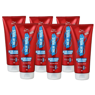 Wella New Wave Ultra Strong Rock & Hold Gel Voordeelverpakking 6x200ML Wella New Wave Ultra Strong Rock & Hold Gel Voordeelverpakking 6x200ML