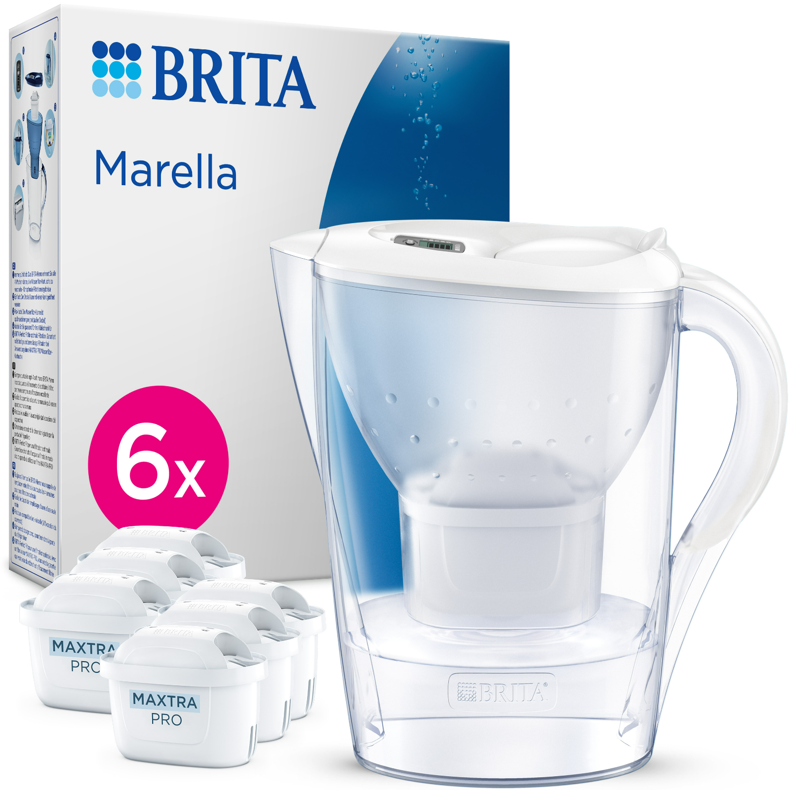 Brita Marella Waterfilterkan Wit + 6 Maxtra Filterpatronen afbeelding