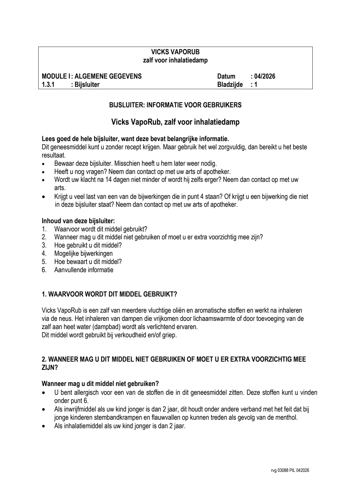 Vaporub Pot afbeelding van document #1, leaflet
