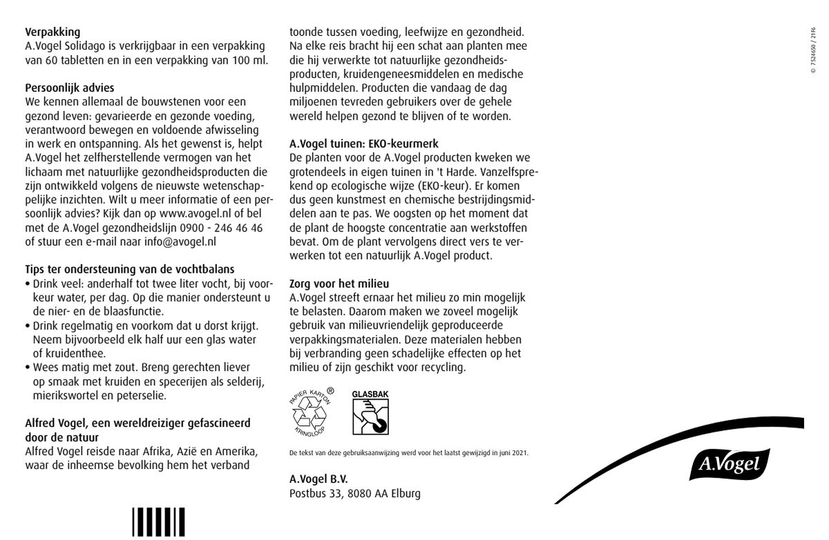 Solidago Vochthuishouding Tabletten afbeelding van document #2, instructions