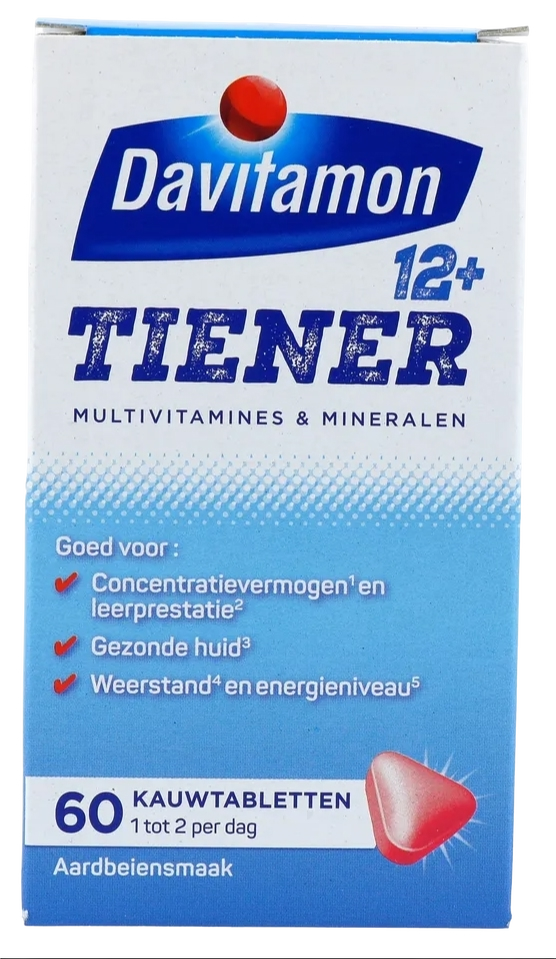 Davitamon Multi 12+ Tiener Kauwtabletten Aardbei 60KTB