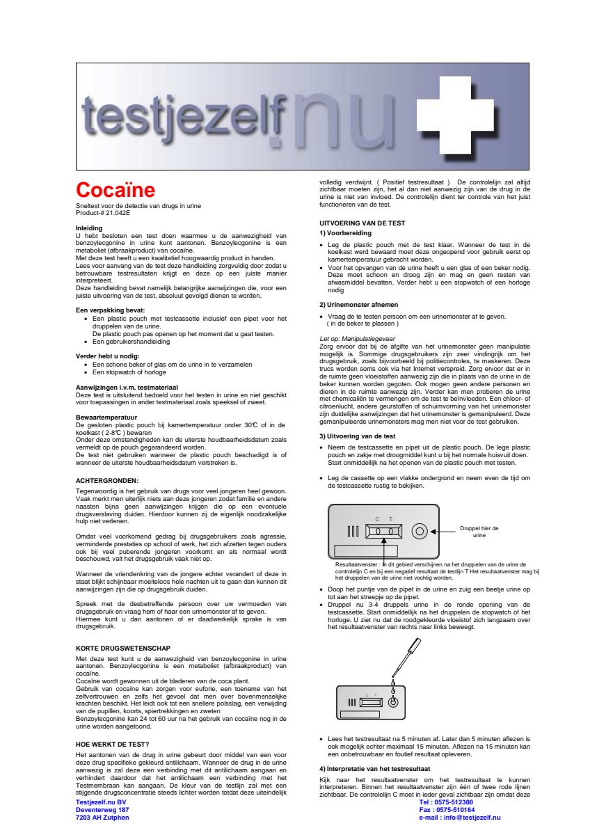 Drugstest Cocaine afbeelding van document #1, instructions