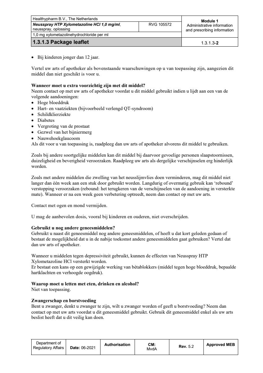 Xylometazoline Neusspray 1.0mg/ml afbeelding van document #2, leaflet