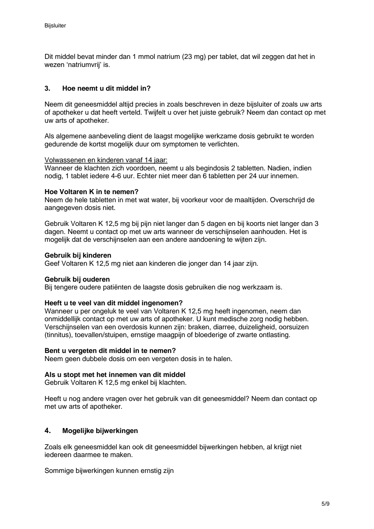 K 12,5 mg pijnstiller Filmomhulde Tabletten Diclofenac-Kalium afbeelding van document #5, leaflet