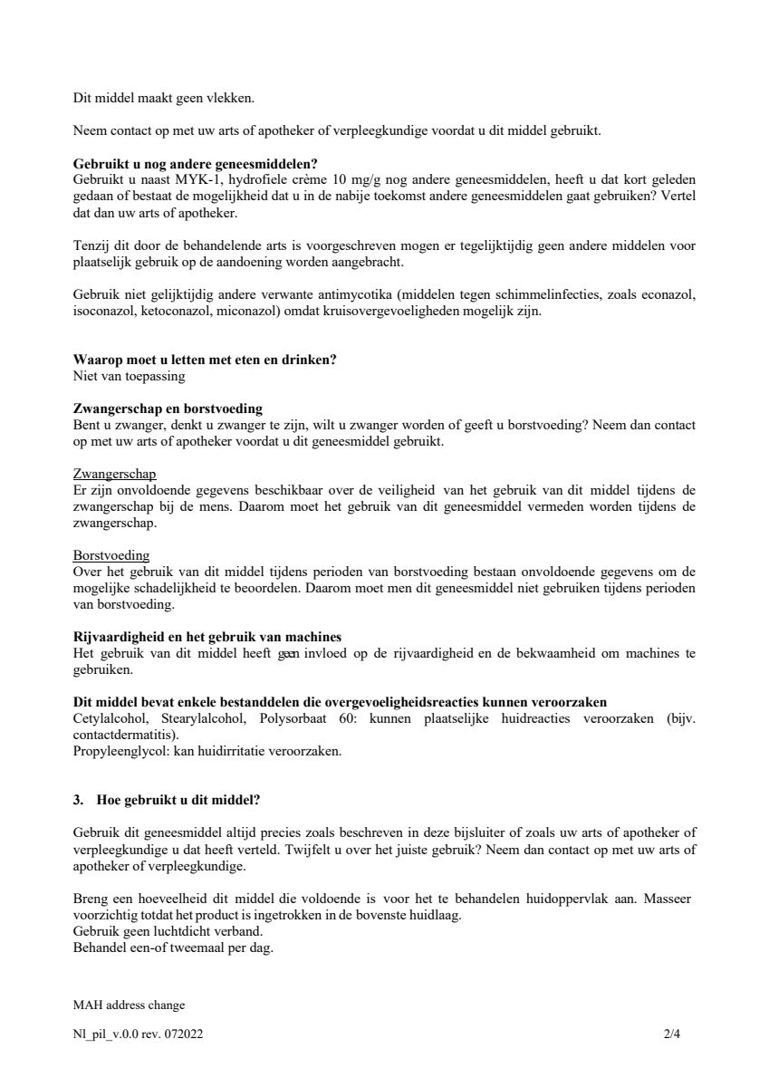 hydrofiele crème 10mg/g - bij schimmelinfecties van de huid - afbeelding van document #2, leaflet