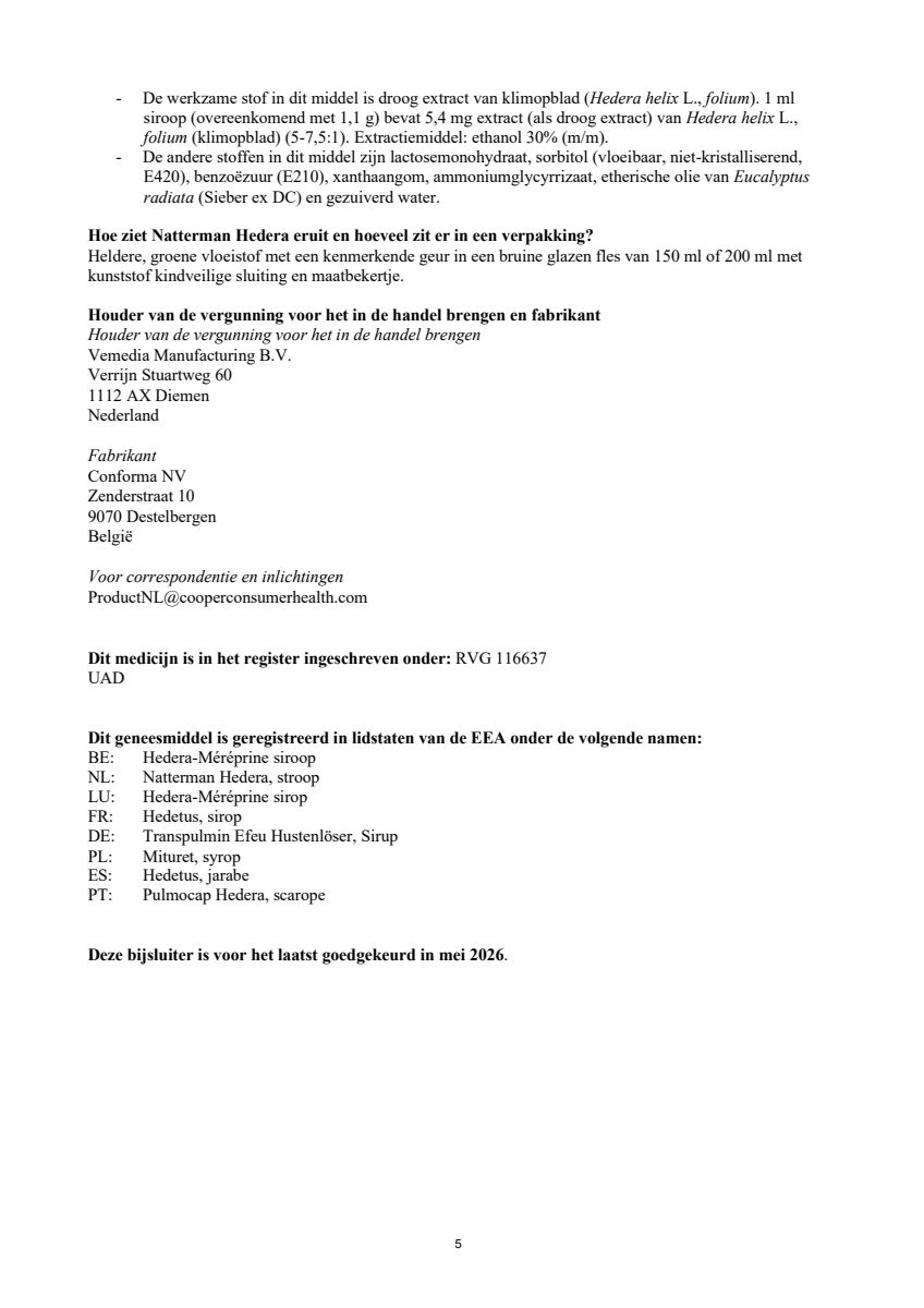 Hedera Stroop afbeelding van document #5, leaflet