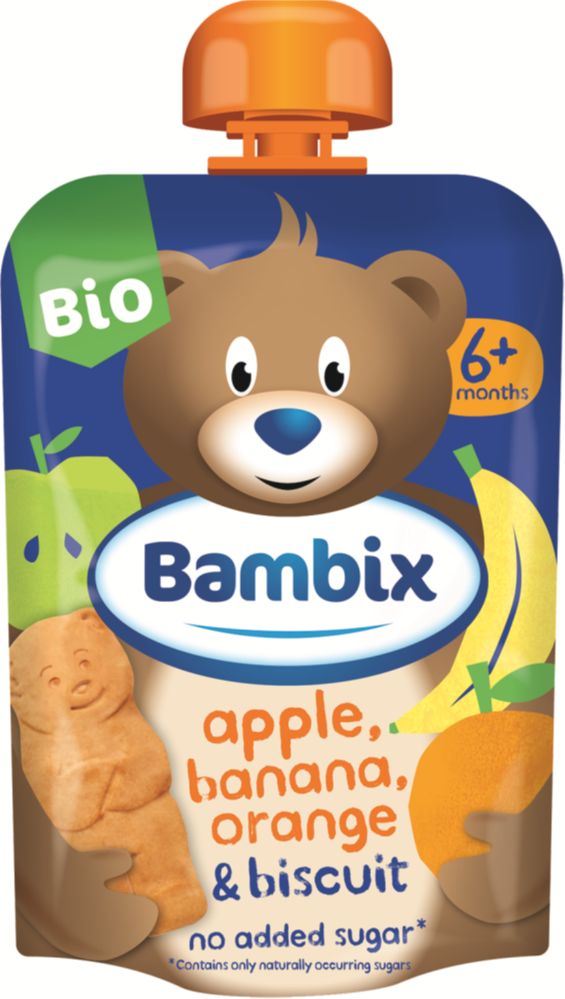 Bambix Bio Knijpzakje Appel, Banaan, Sinaasappel & Koekjes 6+ afbeelding