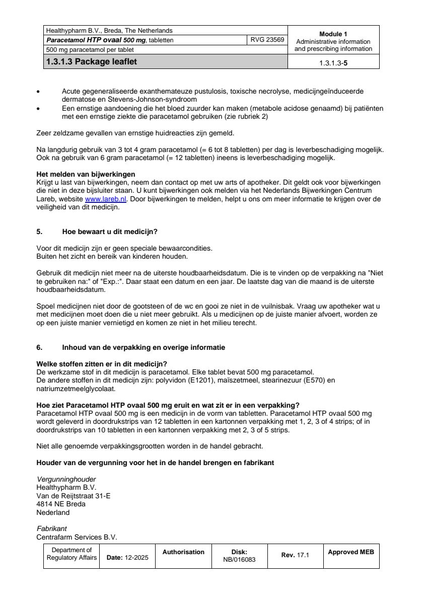 Paracetamol 500mg Caplet afbeelding van document #5, leaflet