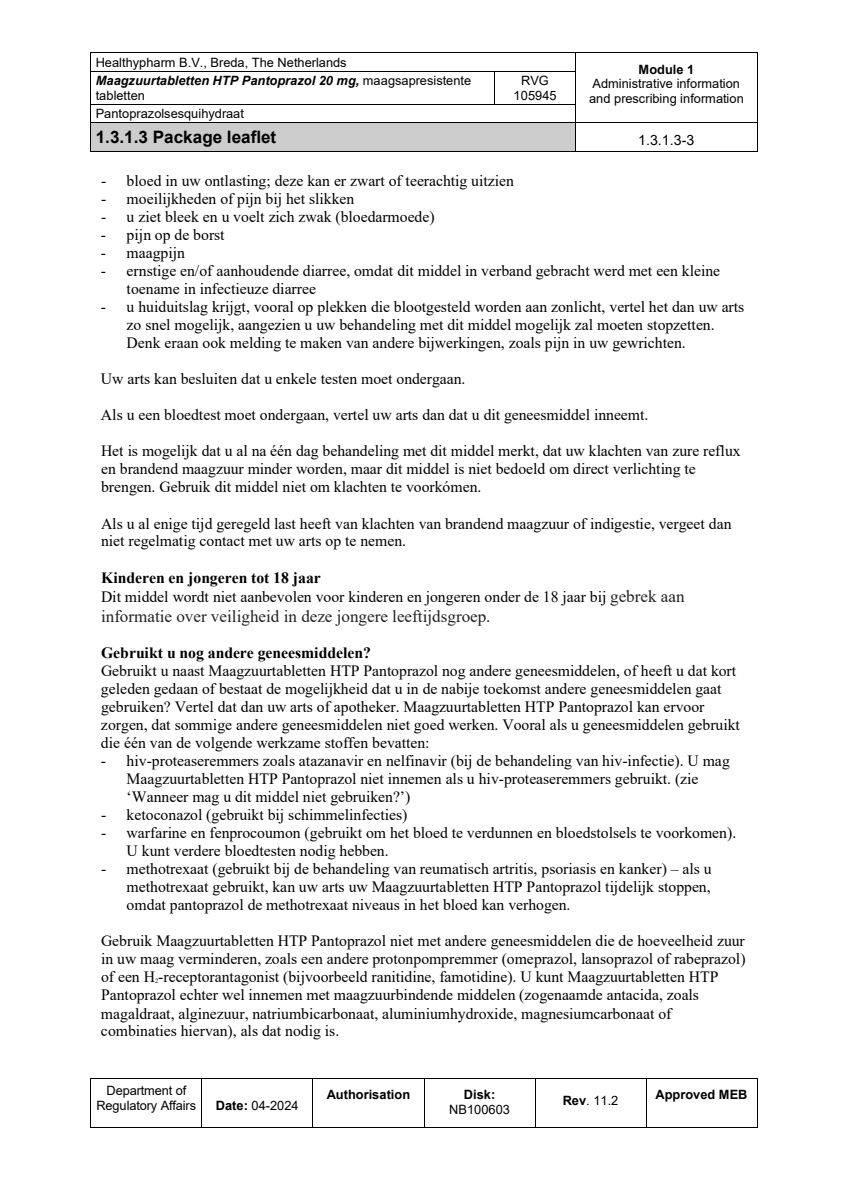 Maagzuurremmer Pantoprazol 20mg Tabletten afbeelding van document #3, leaflet