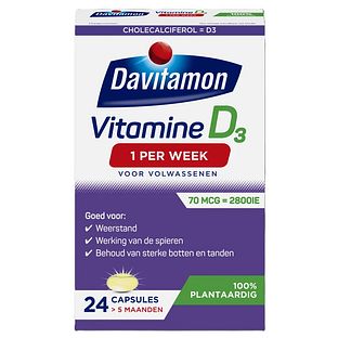 Davitamon Vitamine D3 - 1 per week - 100% Plantaardig 24VCP Davitamon Vitamine D3 - 1 per week - 100% Plantaardig 24VCP