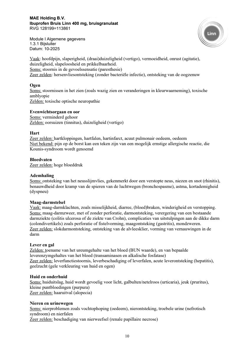Ibuprofen Bruis Sachets 400mg afbeelding van document #10, leaflet