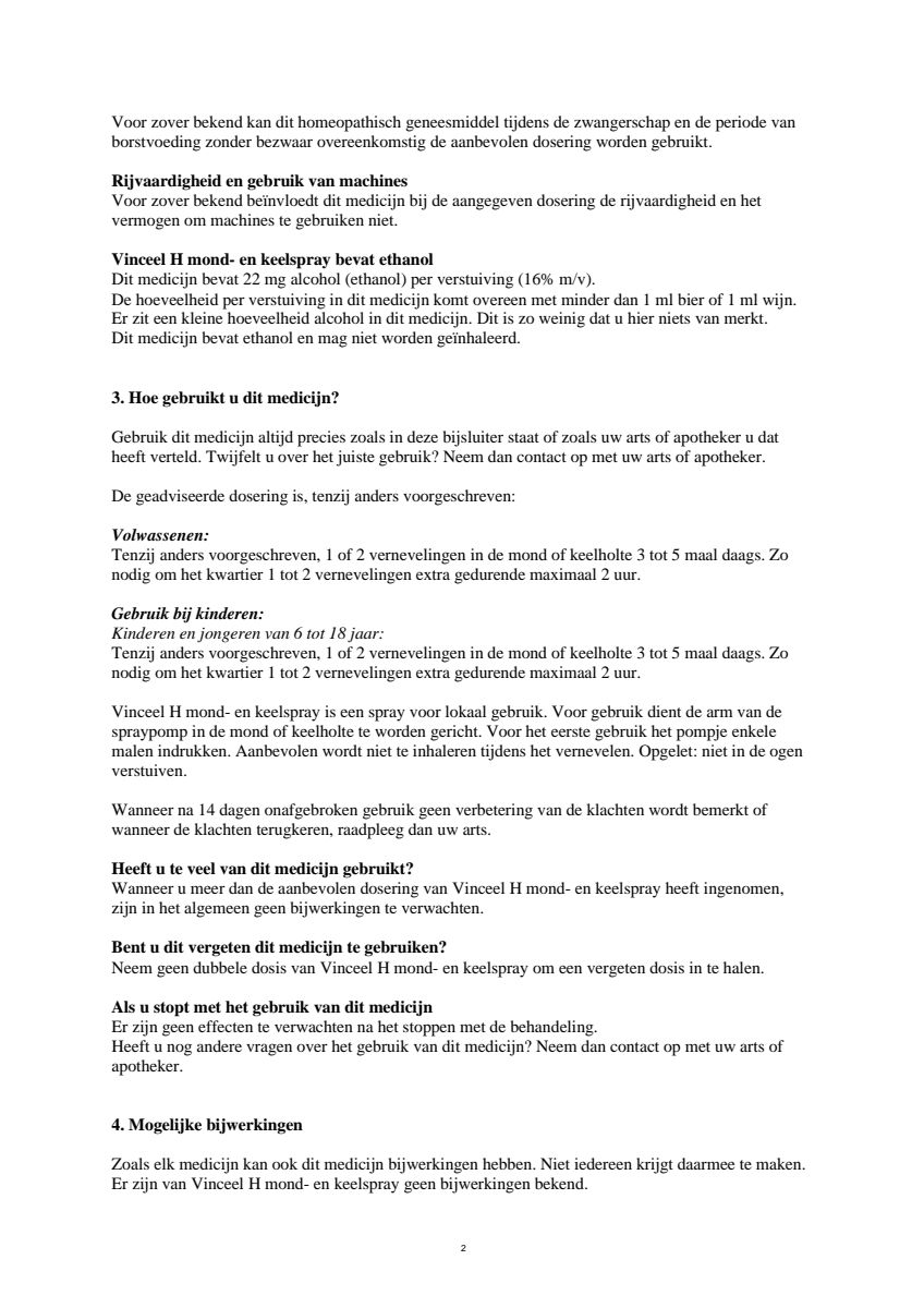 Vinceel H Spray afbeelding van document #2, leaflet