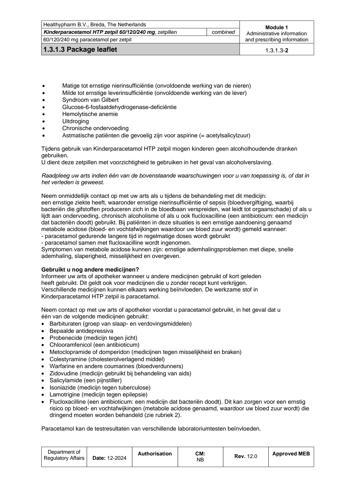 Kinderparacetamol HTP Zetpil 240mg afbeelding van document #2, leaflet