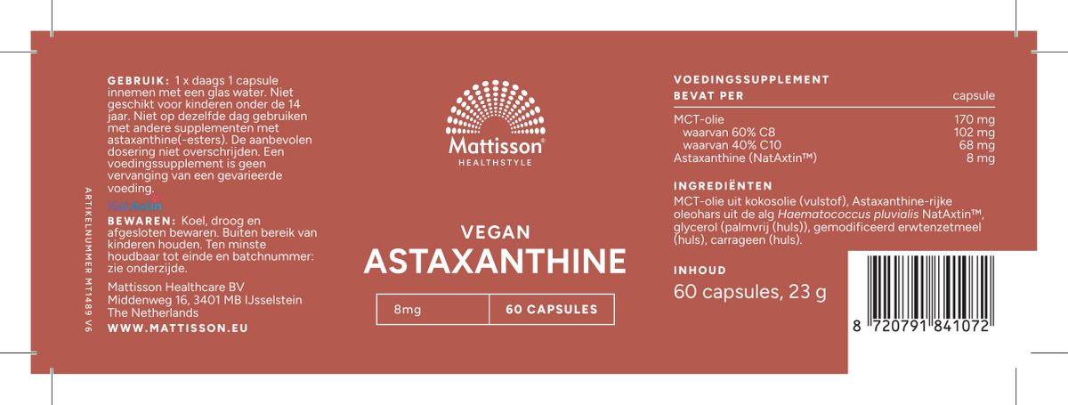 Astaxanthine 8mg afbeelding van document #1, label