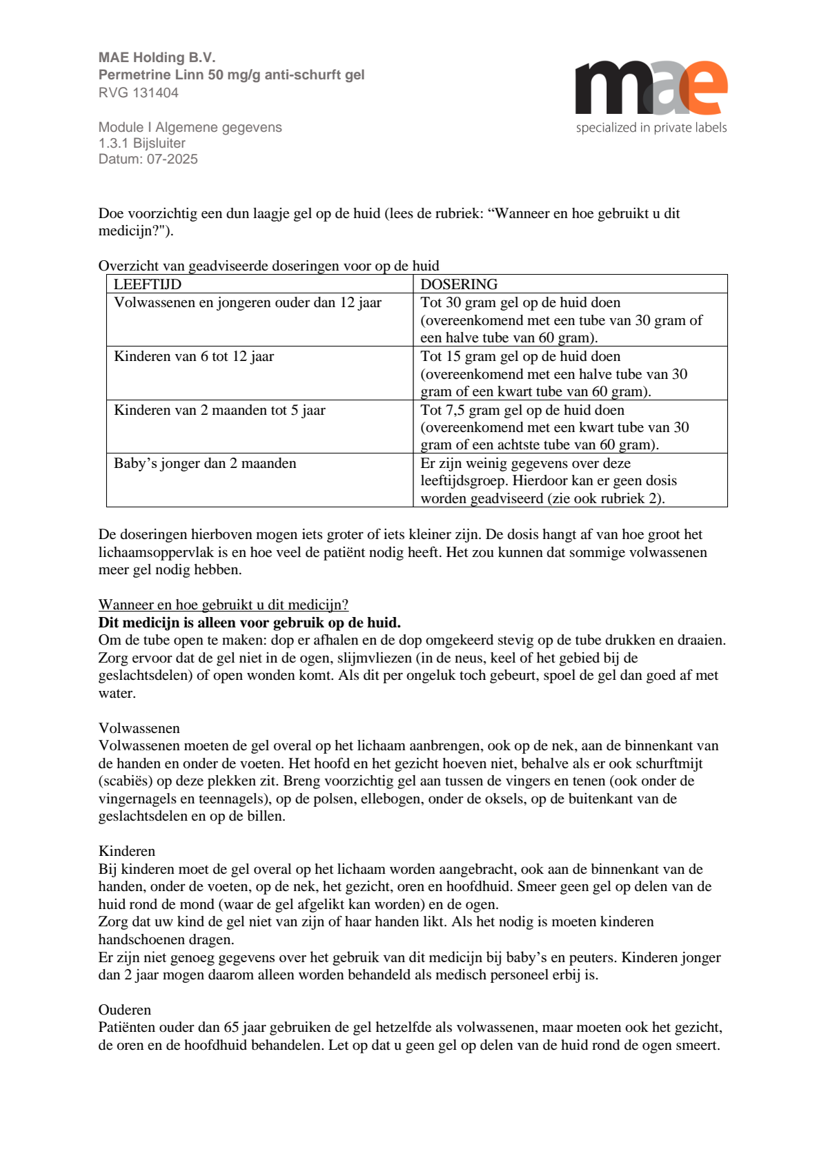 Permetrine 50 mg/g Gel afbeelding van document #3, leaflet