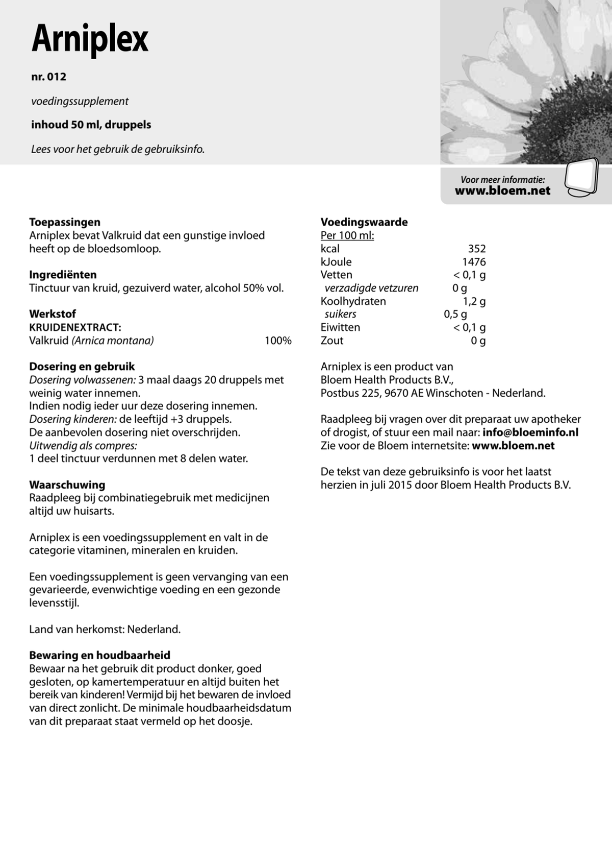Arniplex Druppels afbeelding van document #1, instructions