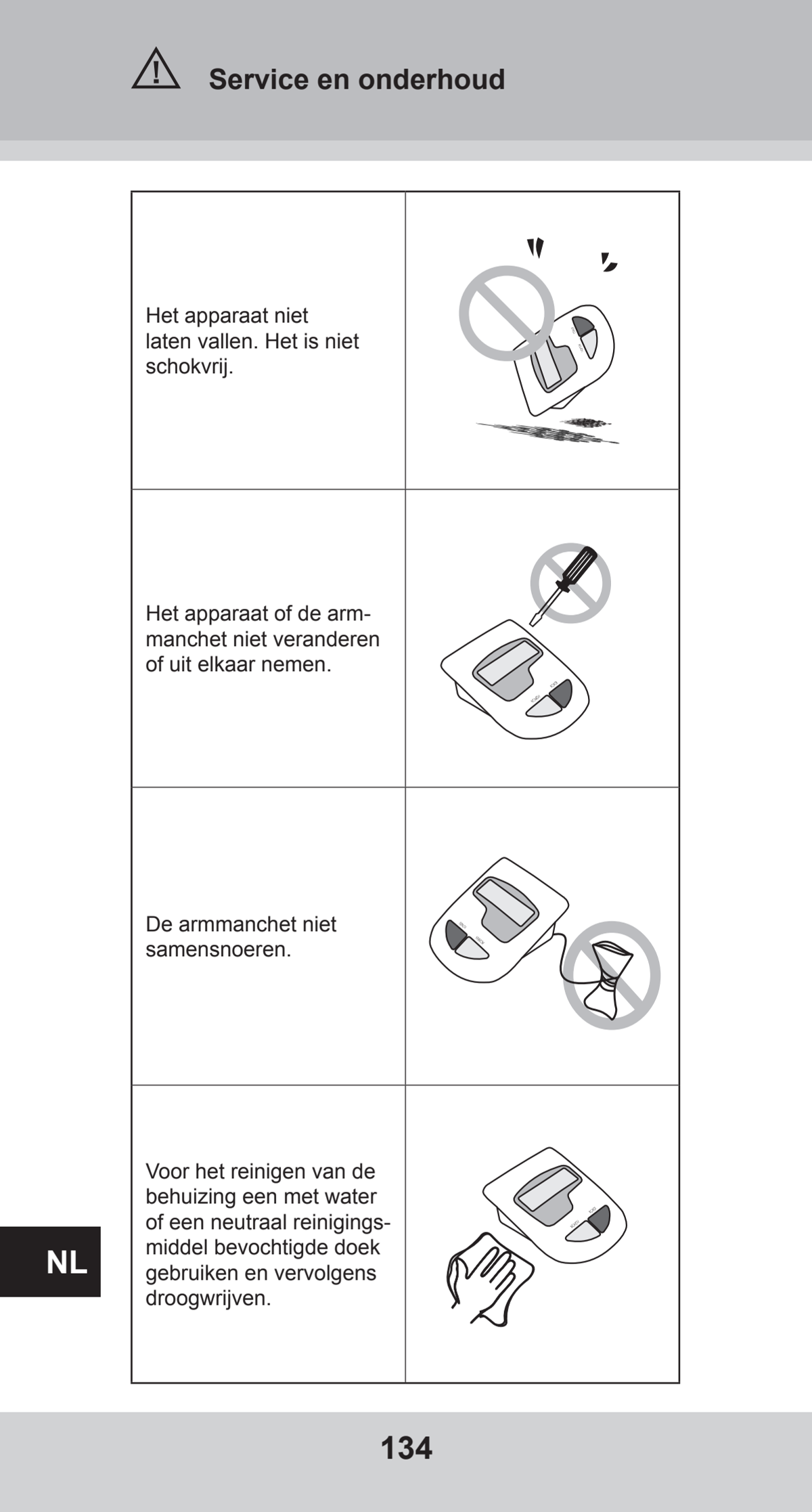 Bovenarm Bloeddrukmeter Desktop afbeelding van document #134, instructions