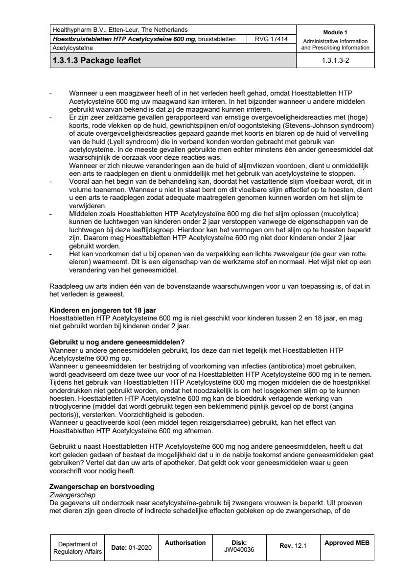 Acetylcysteïne 600mg Bruistabletten afbeelding van document #2, leaflet