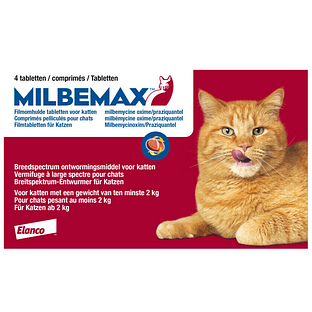 Milbemax Ontworming Tabletten Grote Kat 2 - 12 kg 4ST Milbemax Ontworming Tabletten Grote Kat 2 - 12 kg 4ST