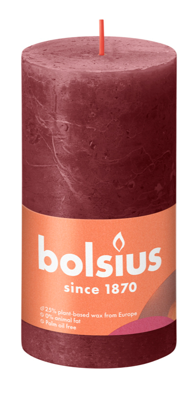 Bolsius Rustiek Stompkaars Red Velvet 130/68 afbeelding