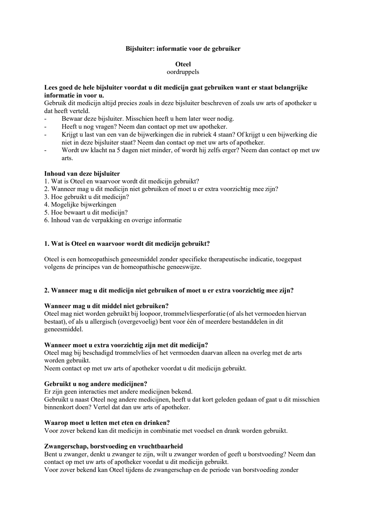 Oteel Oordruppels afbeelding van document #1, leaflet