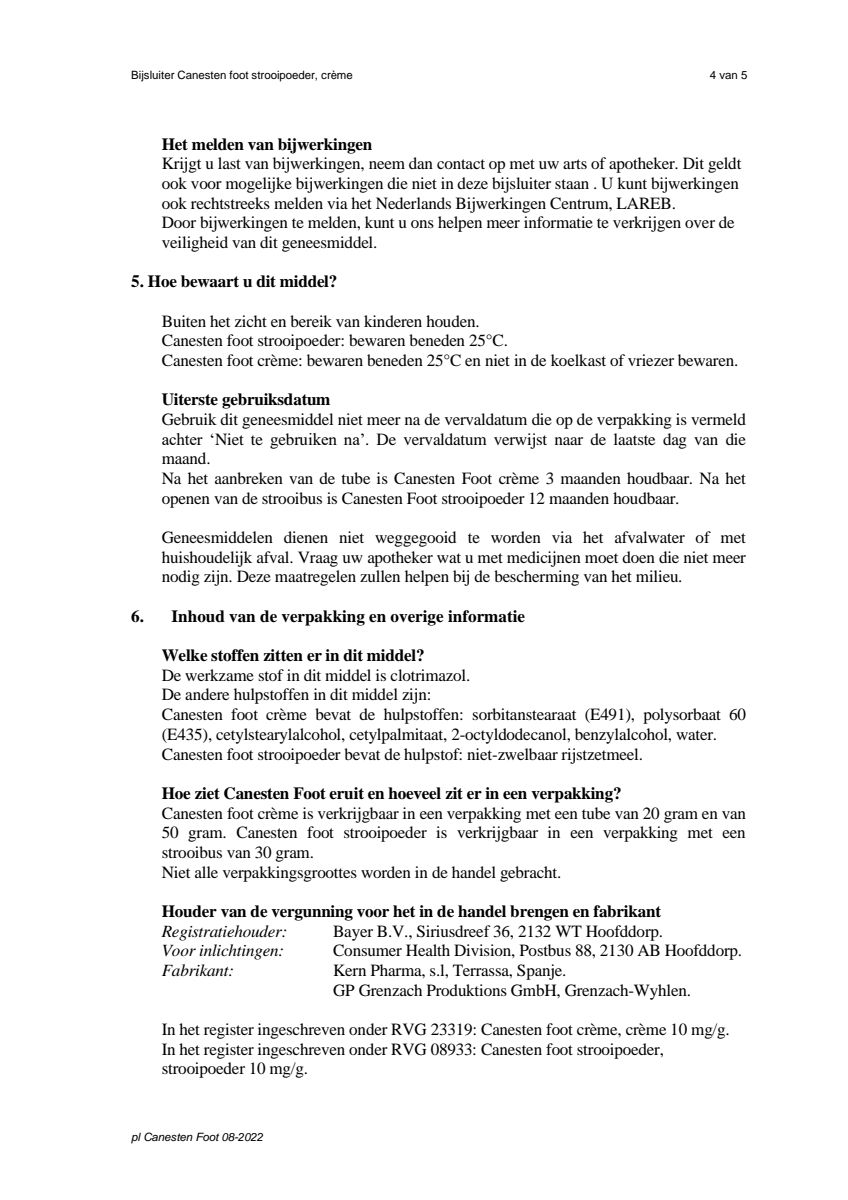 Foot Crème bij Voetschimmel afbeelding van document #4, leaflet