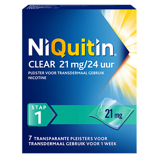Niquitin Clear Pleisters 21mg Stap 1 7ST Niquitin Clear Pleisters 21mg Stap 1 7ST
