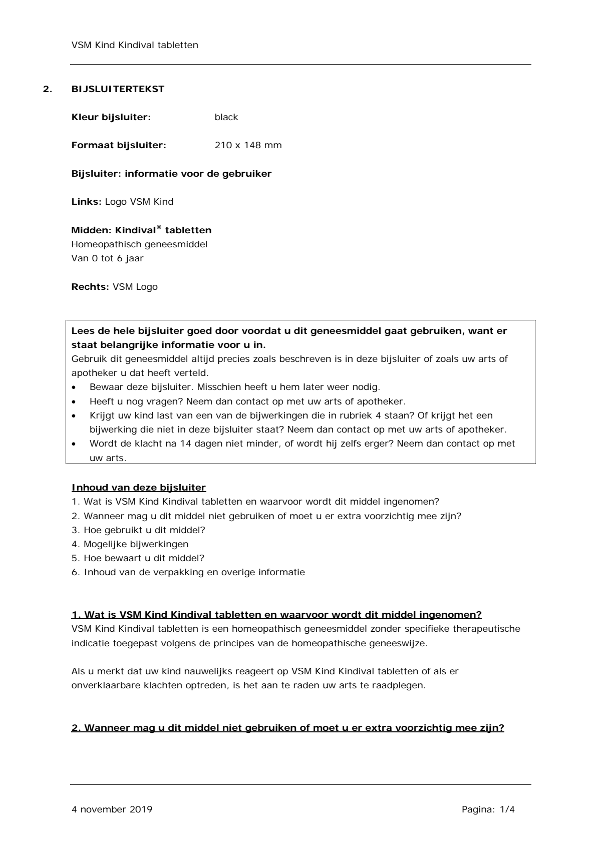 Kindival 0-6 Tabletten afbeelding van document #1, leaflet