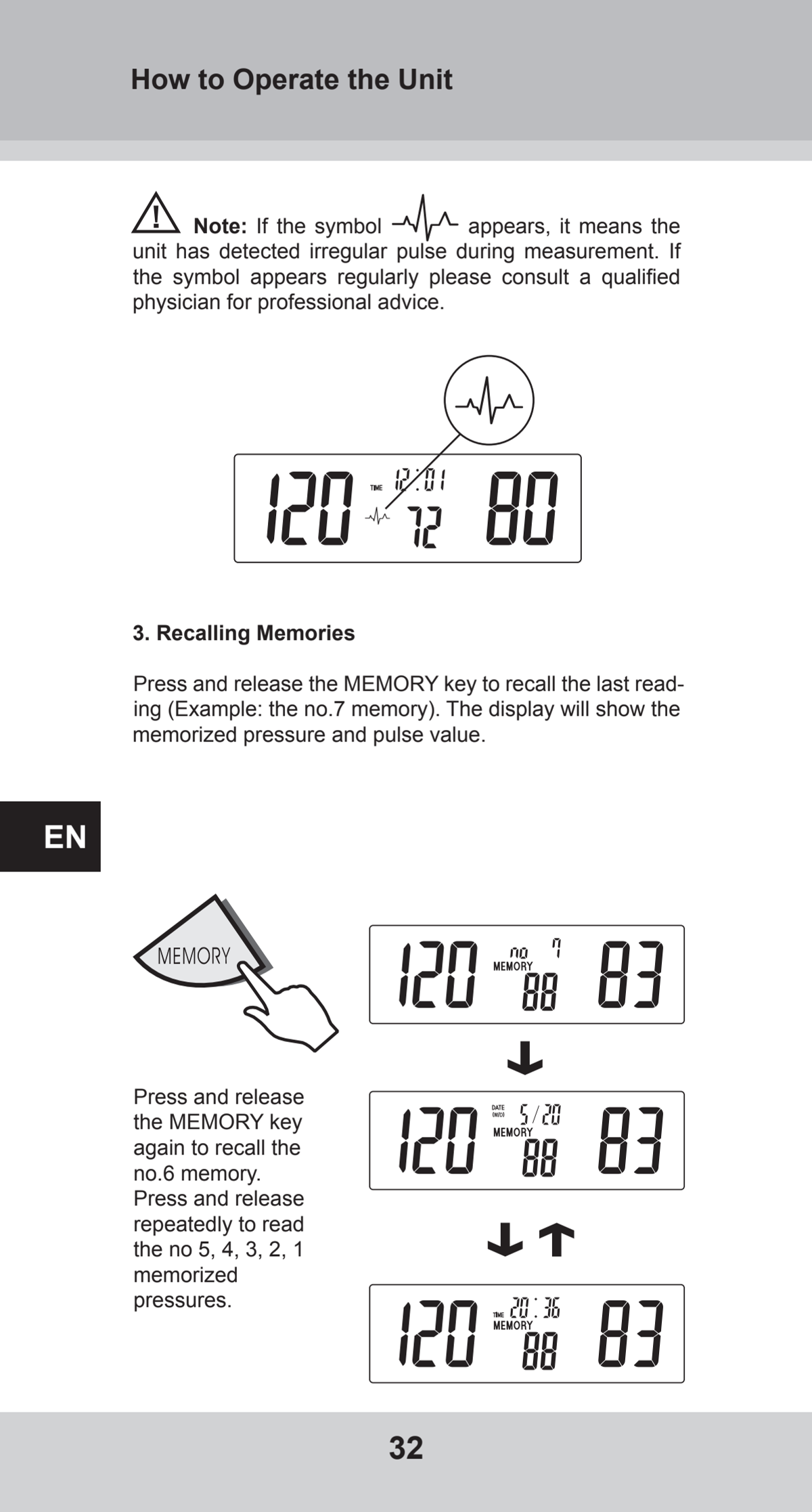 Bovenarm Bloeddrukmeter Desktop afbeelding van document #32, instructions