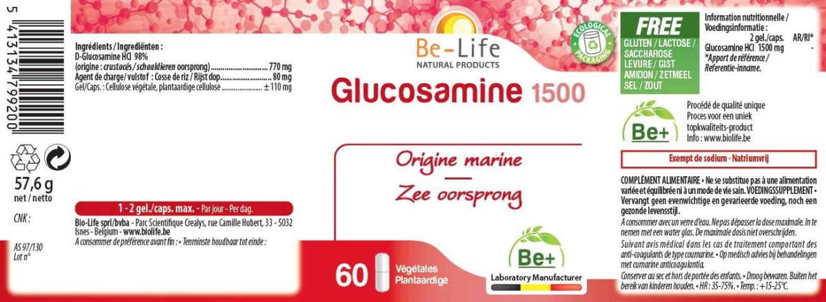 Glucosamine 1500 Capsules afbeelding van document #1, label
