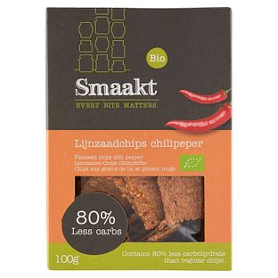 Smaakt Less Carb Lijnzaadchips Chilipeper 100GR