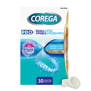 Corega Pro Beugels & Bitjes Tabletten - tegen bacteriën, vlekken, ophopingen en verkleuringen 30TB