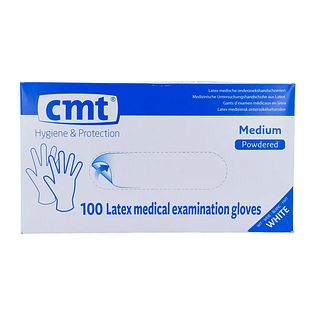 CMT Handschoenen Latex Gepoederd Naturel Medium 100ST CMT Handschoenen Latex Gepoederd Naturel Medium 100ST
