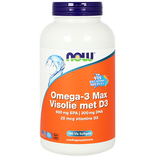 NOW Omega-3 Max Visolie met D3 Softgels 180SG