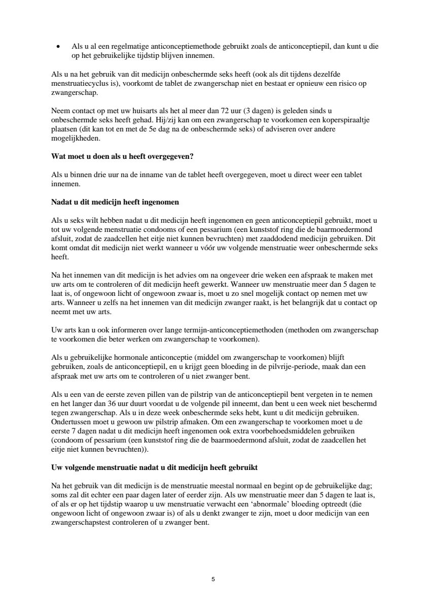 Morning After Pil 1,5 mg afbeelding van document #5, leaflet