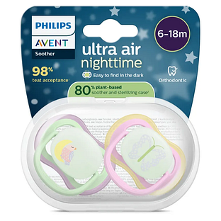 Avent Ultra Air Fopspeen Nacht Vogel 6-18M 2ST