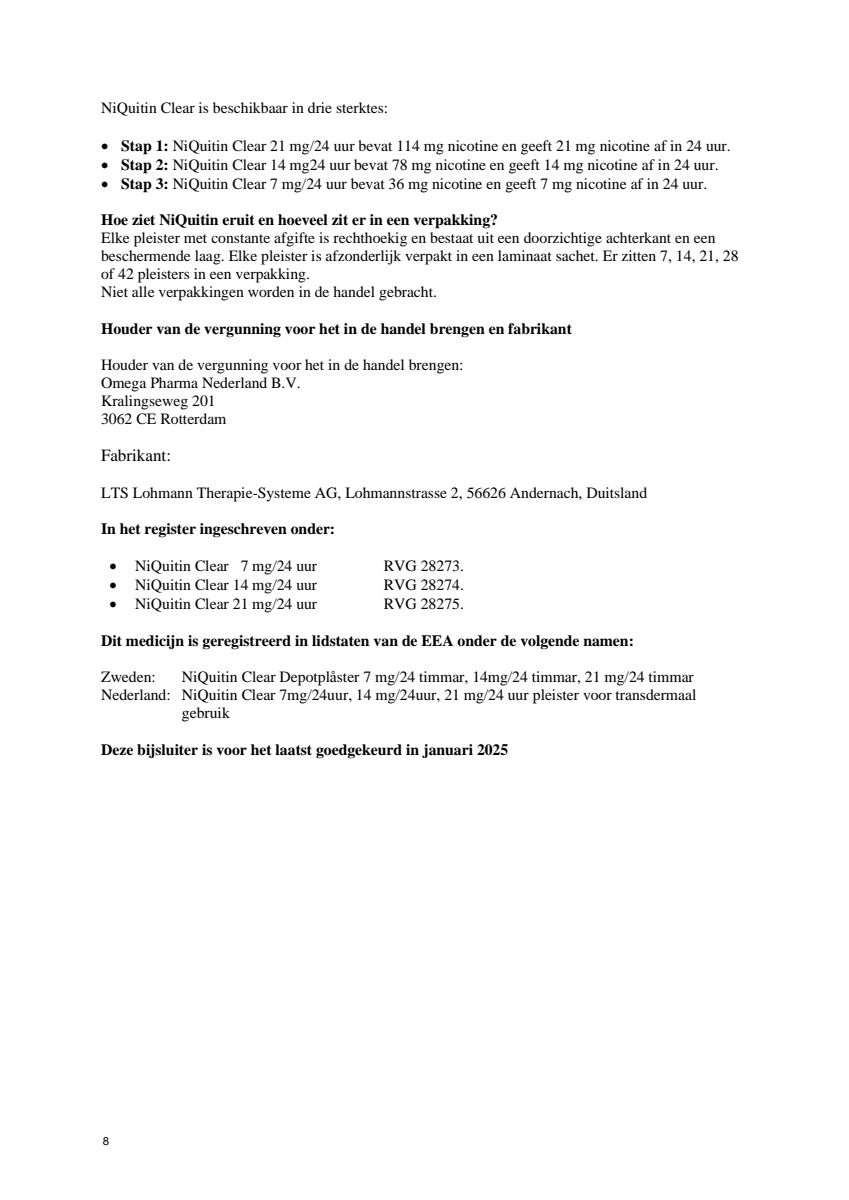 Clear Pleisters 21mg Stap 1 Duoverpakking afbeelding van document #8, leaflet