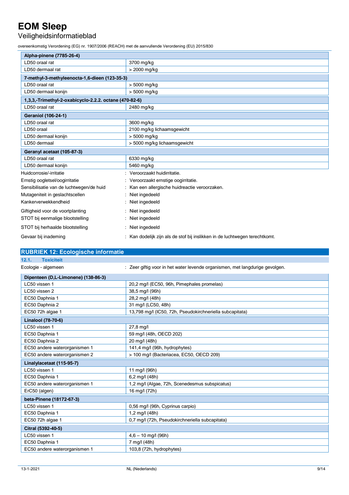 Essentiële Olie Sleep Well afbeelding van document #9, label