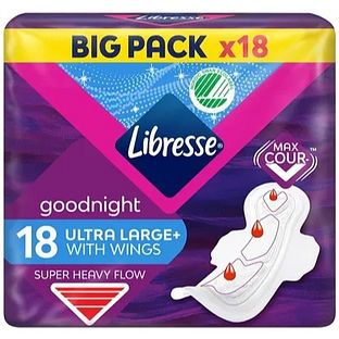 Libresse Goodnight Ultra Large With Wings Maandverband 18ST Libresse Goodnight Ultra Large With Wings Maandverband 18ST