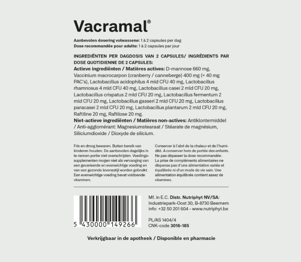 Vacramac Capsules afbeelding van document #1, label